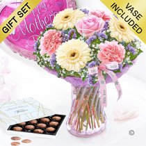 Mother's day with love vase with milk chocolate truffles and happy mother's day balloon Code: JGFM48020MC-TMB | Local delivery or collect only