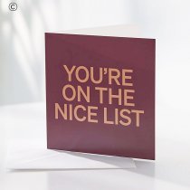 Your On The Nice List Handwritten Greetings Christmas Card Code: XCCDFT  | Local Delivery Or Collect From Shop Only