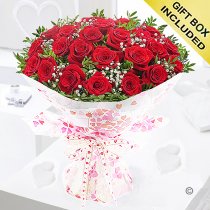 Valentine's 24 hugs and kisses red rose hand tied Code: JGFV424024RR | Local delivery or collect From our shop only