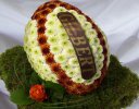 Rugby Ball Funeral Flowers 3D Orange & White  Code: JGF9845OW