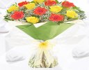 12 orange and yellow rose mixed hand-tied with gypsophila  Code:JGF945012OYR | local delivery or collect from shop only