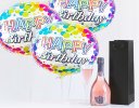 Happy birthday sparkling rose wine and balloon celebration  Code: JGFB5RWBGS | local delivery or collect from shop only