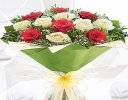 12 Mixed Red and White Rose Hand-tied Code JGF945012RW | local delivery or collect from shop only
