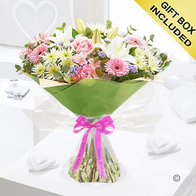Happy birthday country garden hand-tied Code: JGFH108121HB | Local delivery or collect from shop only