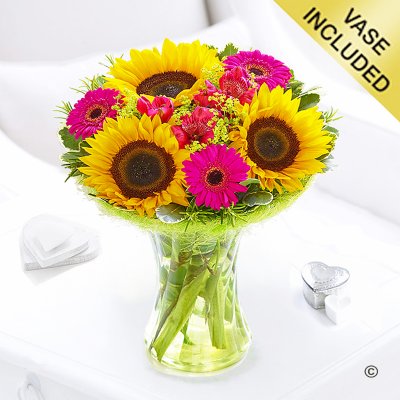 Sunflower vibrant vase Code: JGFS61711YSV  | Local delivery or collect from shop only