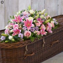 Rose and Eryngium Casket Spray Code: F13600MS | National and Local Delivery