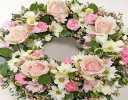 Pink and White Classic Wreath Code: JGFF370PWW | Local Delivery Or Collect From Shop Only