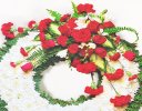 Traditional Red and White Massed Wreath Code: JGFF790RWGW | Local Delivery Or Collect From Shop Only