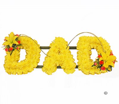 Dad letter tribute orange and yellow Code: JGFF306OYYD | Local delivery or collect from shop only