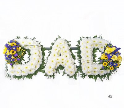 Dad letter tribute Blue and Yellow White Code: JGFF12BYWD | Local delivery or collect from shop only