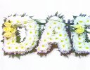 Daddy flower letter Tribute Code: JGFF12CIWDD | Local delivery or collect from our shop only
