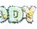 Daddy flower letter Tribute Code: JGFF12CIWDD | Local delivery or collect from our shop only