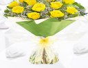 12 Yellow Rose Hand-tied with gypsophila Code: JGF945012YR | Local delivery or collect from our shop only