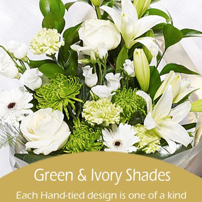 Green and Ivory Shades Florist Choice Hand-Tied Code: JGFL-GIHT00 | Local Delivery Or Collect From Shop Only