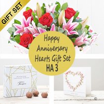 Happy Anniversary Hearts Gift Set HA3 Code: JGFHA3TC | Local Delivery Or Collect From Shop Only