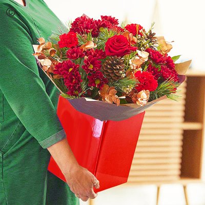 Bespoke Christmas hand-tied bouquet Code: JGFXMHT1 | Local delivery or collect from shop only