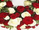 Luxurious Red and White Rose Classic Wreath Code: JGFF300RWWR | Local Delivery Or Collect From Shop Only