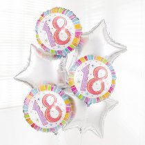 18th Birthday Balloon Bouquet Silver Code: JGFB300618SBQ  | Local Delivery Or Collect From Shop Only