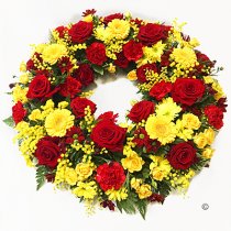 Luxurious Red and Yellow Classic Wreath Code: JGFF2880LRYWR | Local Delivery Or Collect From Shop Only
