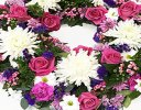 Luxurious White, Purple and Pink Classic Wreath Code: JGFF200LPWPW | Local Delivery Or Collect From Shop Only