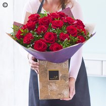 Valentines 18 red rose hand-tied Code: V18RRHT | National delivery and local delivery or collect from shop