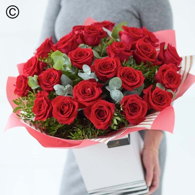 Valentines luxury 24 red rose hand-tied Code: VCROR2400 | National delivery and local delivery or collect from our shop