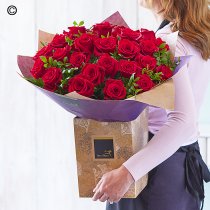 Valentines 24 red rose hand-tied Code: V24RRHT | National delivery and local delivery or collect from our shop