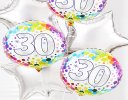 30th birthday balloon bouquet silver and dots Code: JGF02930SDBB | Local Delivery Or Collect From Shop Only