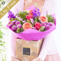 Mothers Day brights lily free hand-tied Code: MDLFHTB2  | National delivery and local delivery or collect from shop