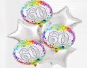 60th happy birthday balloon bouquet silver stars Code: JGF0260SSHB | Local Delivery Or Collect From Shop Only
