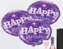 Happy birthday sparkling rosé wine and purple balloon celebration  Code: JGFB5RWPBGS | local delivery or collect from shop only
