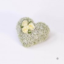 Petite white heart casket adornment Code: F13791WS | National and Local Delivery