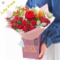 Bespoke Petite Christmas lily free gift box bouquet Code: XCLFGB0100 | National delivery and local delivery or collect from shop