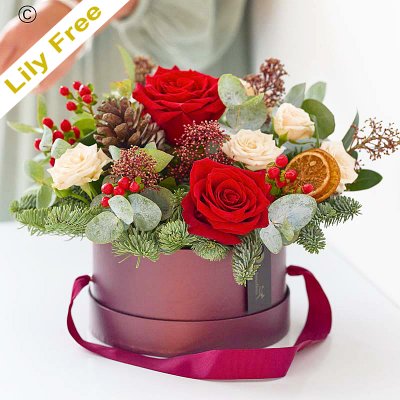 Bespoke Christmas lily free hatbox Code: XCLFHB0100  | National delivery and local delivery or collect from shop