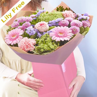 Mothers day Pastel lily free bouquet Code: JGFMDLFHTP11 | Local delivery or collect from shop only