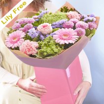 Mothers day Pastel lily free bouquet Code: JGFMDLFHTP11 | Local delivery or collect from shop only