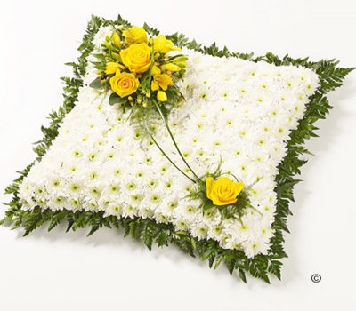 Classic Yellow and White Cushion  Code: JGFF450YWC | Local Delivery Or Collect From Shop Only