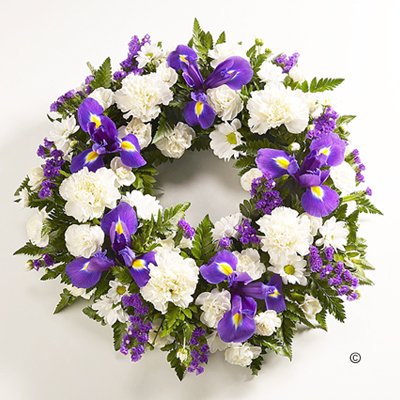 Blue and White Classic Wreath Code: F13740BS  | National Delivery and Local Delivery Or Collect From Shop