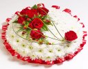 Traditional White Massed Posy Red and White Code: JGFF2890RWP | Local Delivery Or Collect From Shop Only