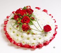 Traditional White Massed Posy Red and White Code: JGFF2890RWP | Local Delivery Or Collect From Shop Only