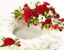 Traditional Red and White Bassed Wreath Code: JGFF190RWW | Local Delivery Or Collect From Shop Only