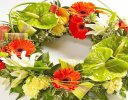 Orange, Green and Cream Exotic Wreath Code: JGFF8610  | Local Delivery Or Collect From Shop Only