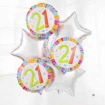 21st happy birthday balloon bouquet silver star Code: JGF02821HB | Local delivery or collect from shop only