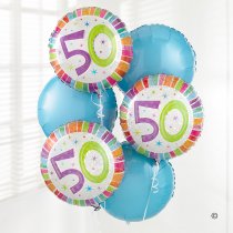 50th birthday balloon bouquet Code: JGFB1050BB | Local delivery or collect from shop only